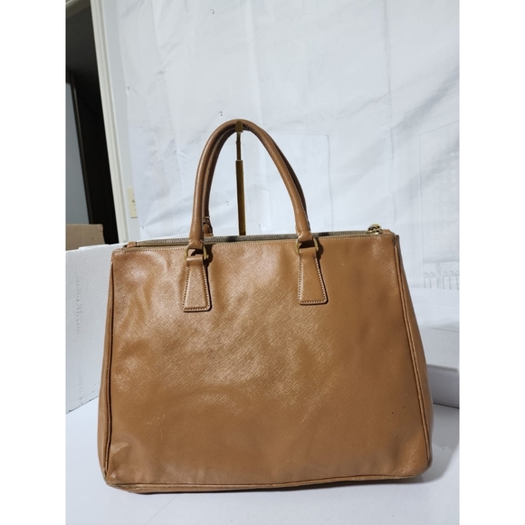 Prada Vitello Shine Leather Galleria Double Zip Large Tote Bag Brown - Picture 3 of 15